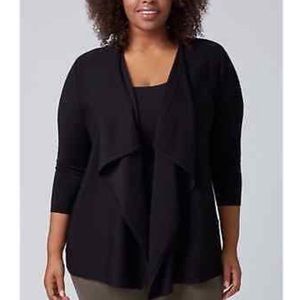 Lane Bryant Black Drape Front Cardigan Back Lace Size 14/16
